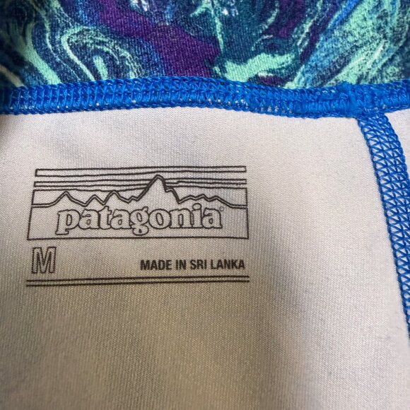 Patagonia Women’s Centered Crops Medium Blue Green Marble EUC - Picture 7 of 12